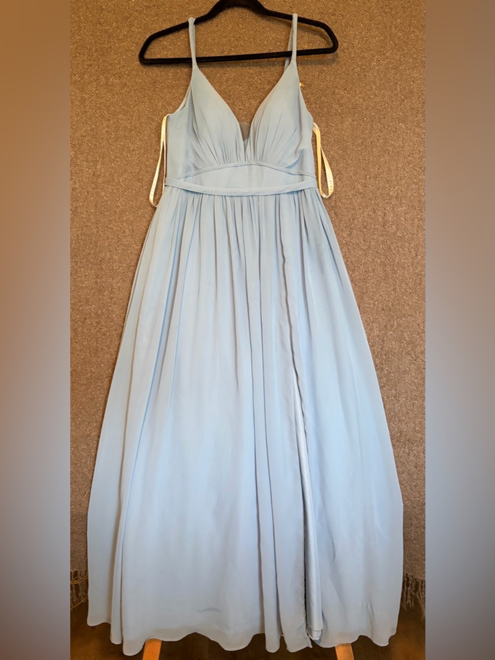 Azazie Light Blue Chiffon V‑Neck Maxi Dress